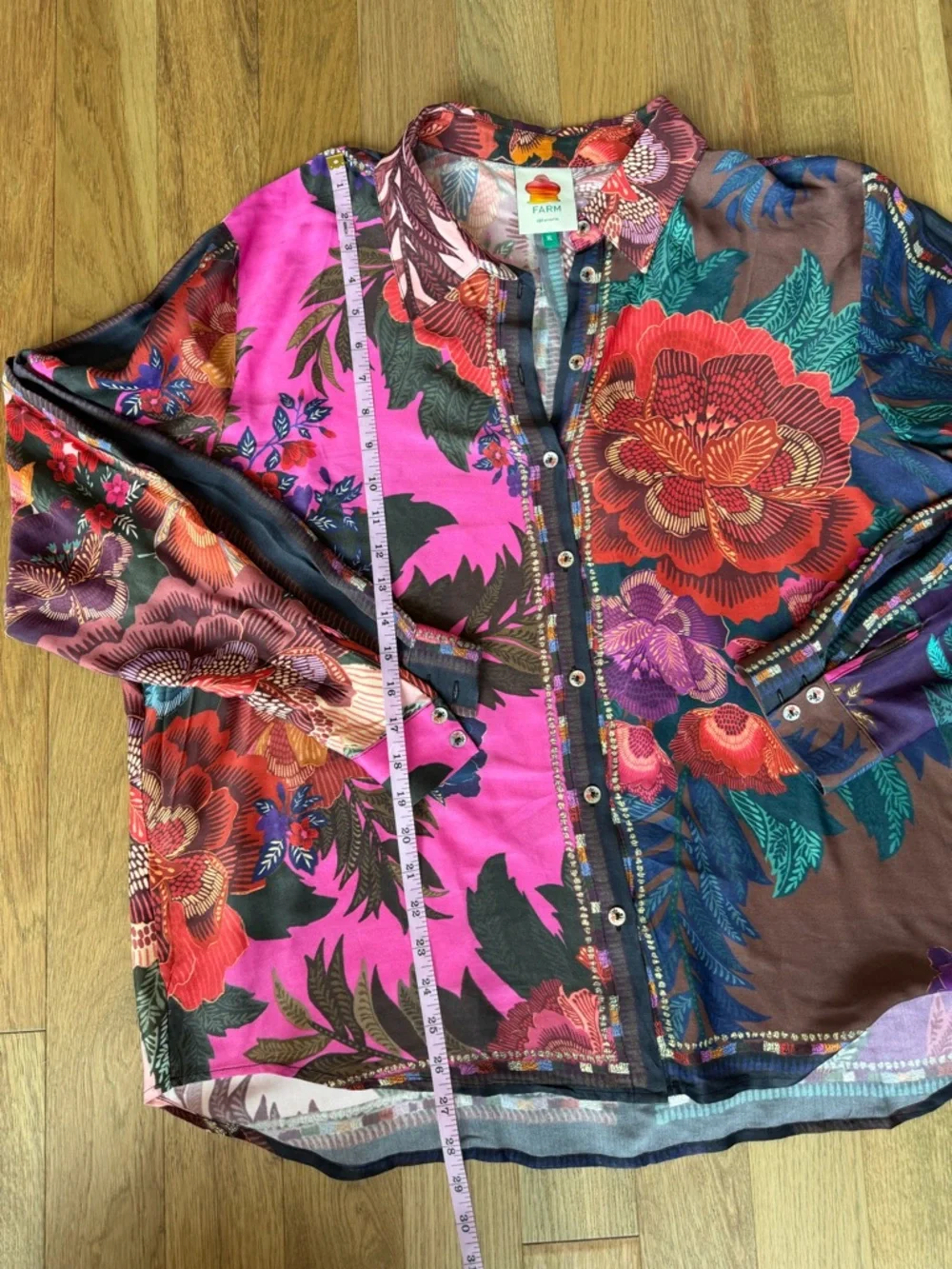 Farm Rio Colorful Printed Button Down & Cropped Pants Set – Women’s XL - Picture 10 of 15